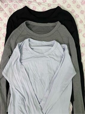 Old Navy Long Sleeve Tees in Black, Gray, Light Blue